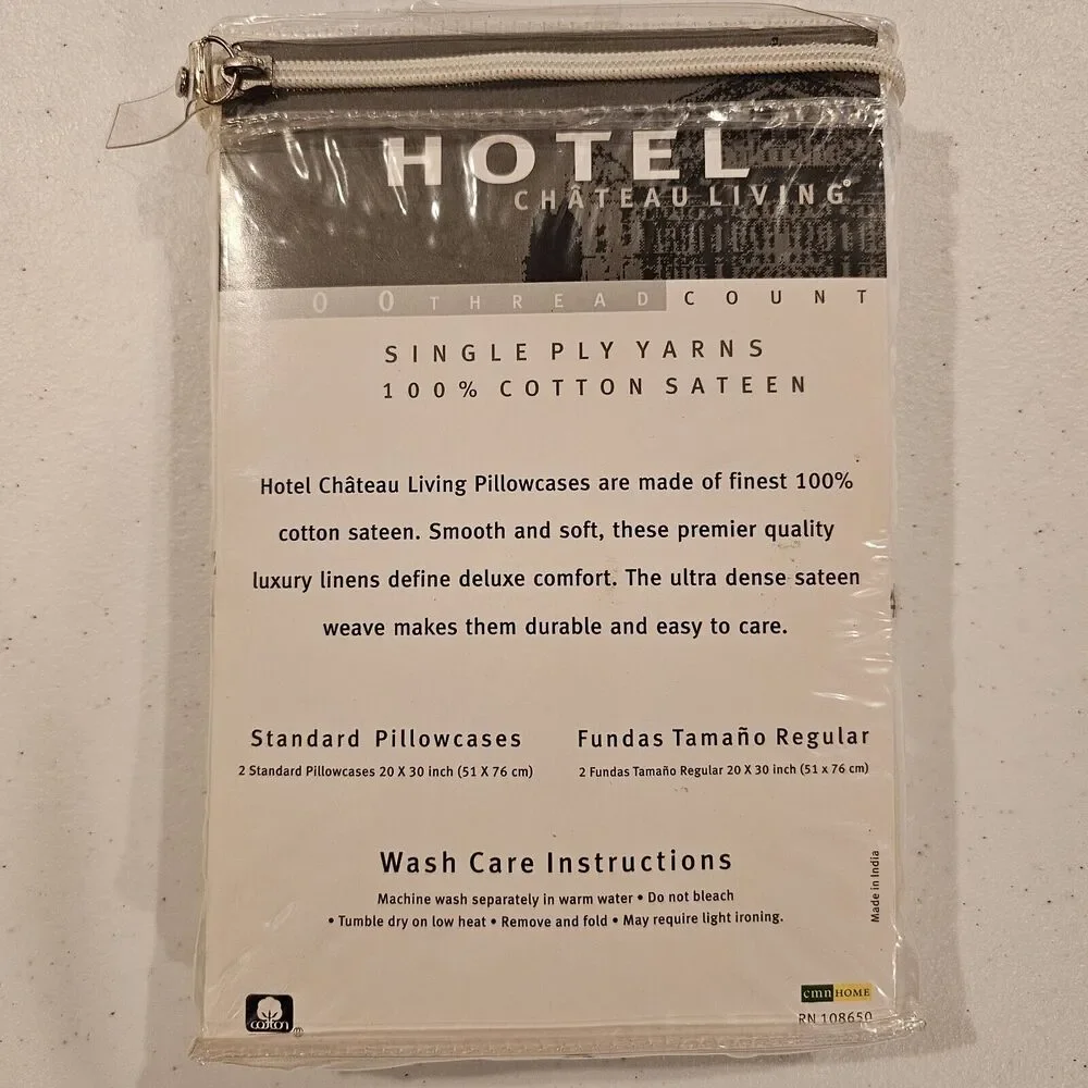 HOTEL Chateau Living 2 STANDAR 100% Cotton Sateen 400 TC Pillowcases 20
